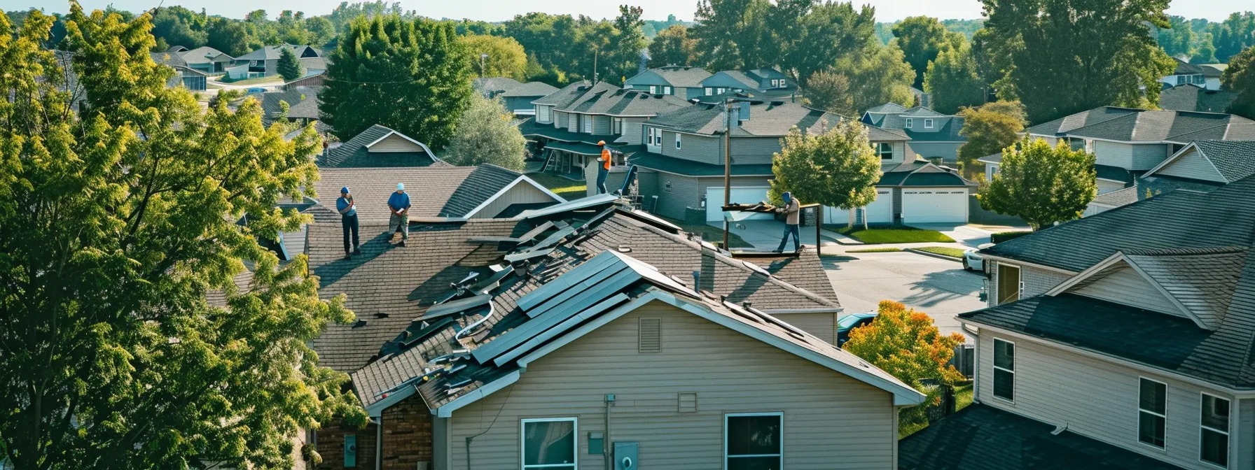 a team of roofers working quickly and efficiently to repair a damaged roof in topeka.